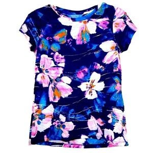 Simply Vera Wang Blue Floral Ribbed Top Size XS Festival Cottagecore Feminine